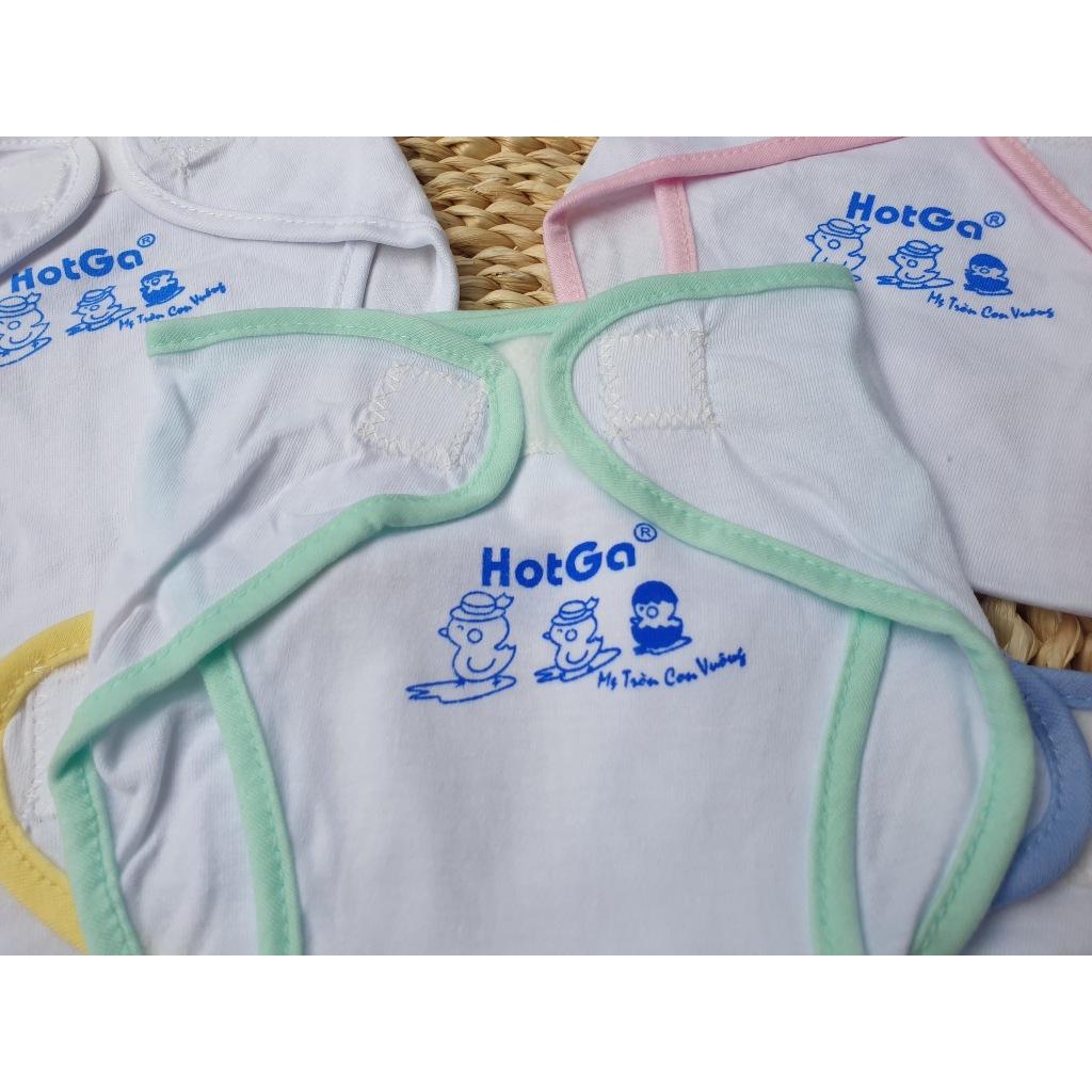 (3-9kg) Set 5 Tả Vải Dán Cotton Trắng Viền Màu HotGa Cho Bé Sơ Sinh - Set 5- Viền Vàng