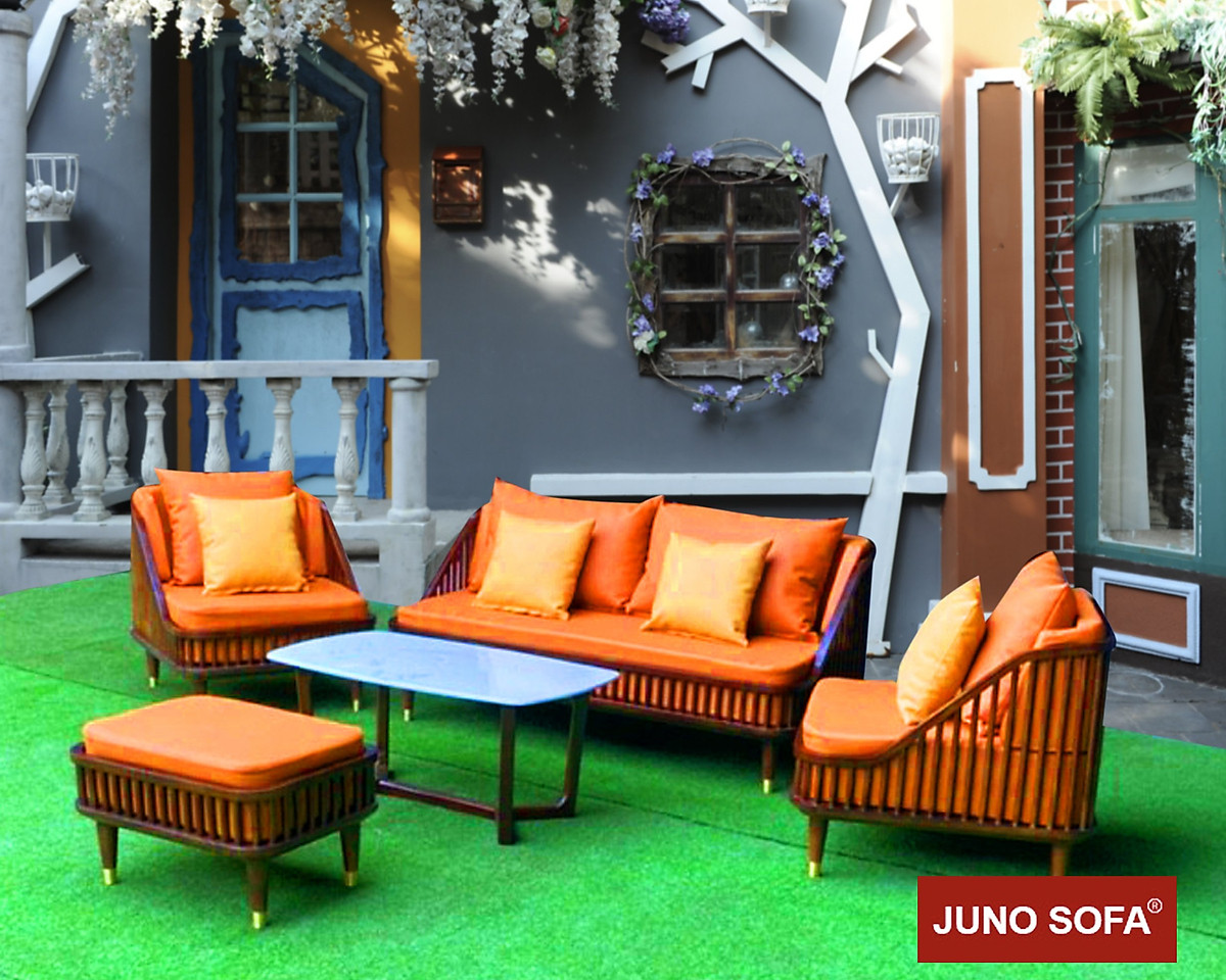 Bộ sofa Cao Cấp Bắc Âu Juno Sofa. băng 1m8, 2 đơn, đôn và bàn