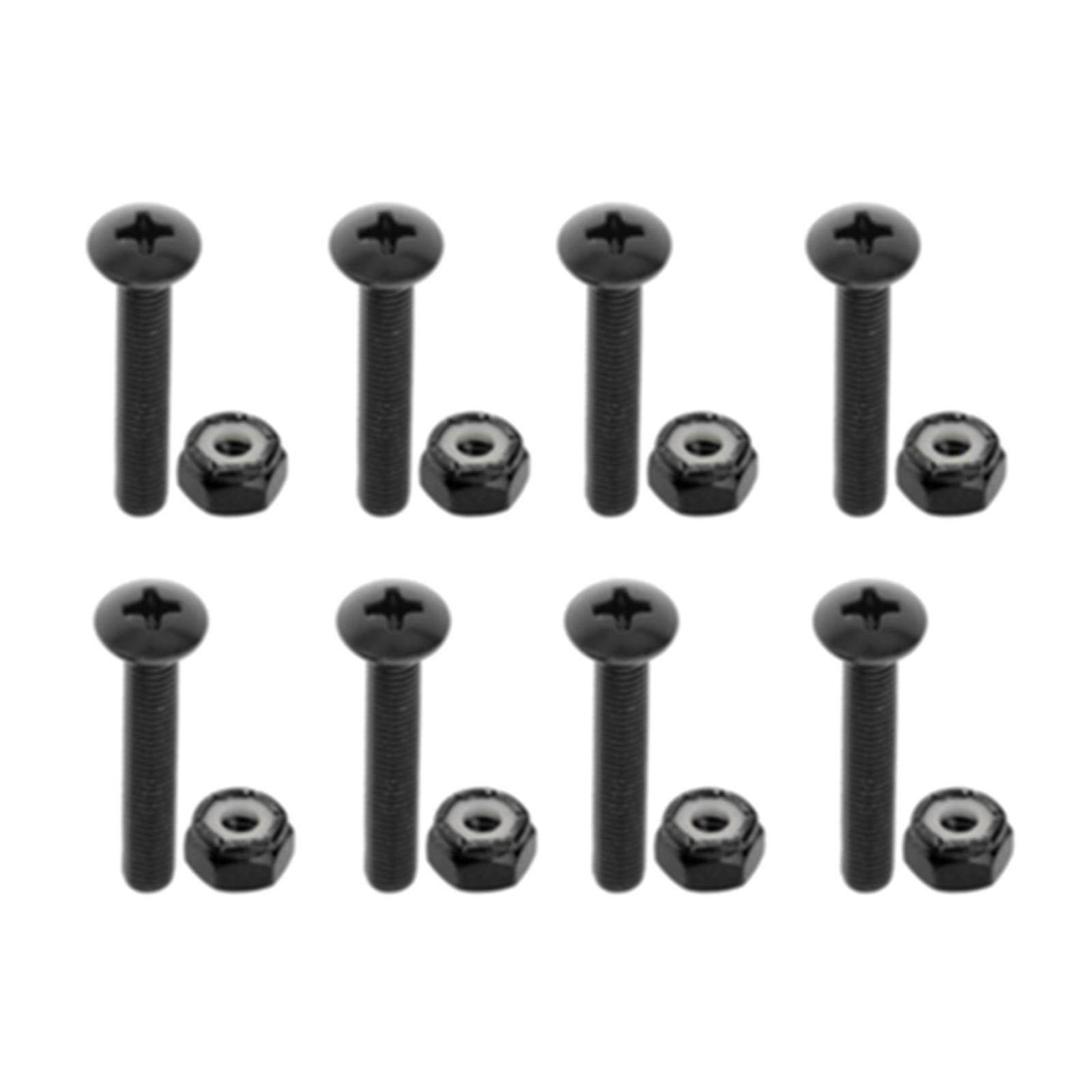 8pcs Replacement Longboard Skateboard Hardware Screws Mounting Black 35mm