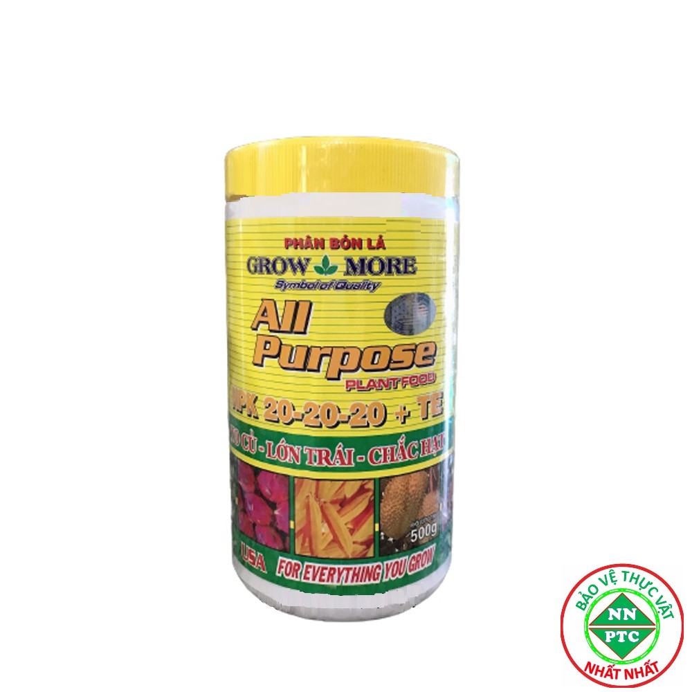 Phân bón lá Growmore NPK 20-20-20+TE 500gr To củ - Lớn trái - Chắc hạt