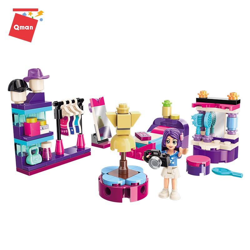 Đồ chơi xếp hình cho bé gái set 8 trong 1 phòng ngủ của những người bạn Qman 4101