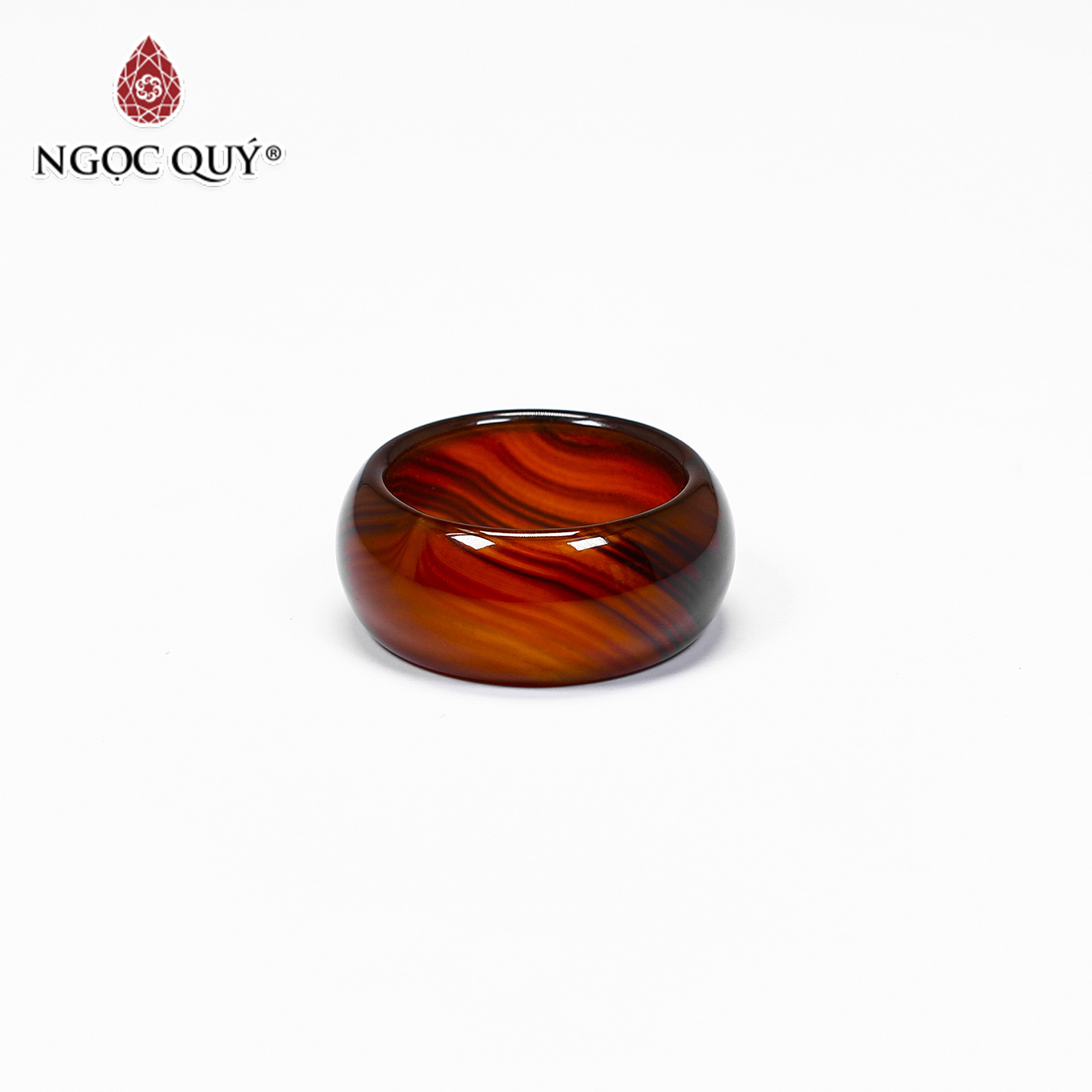 Nhẫn nam đá mã não nâu đỏ mệnh hỏa thổ - Ngọc Qúy Gemstones