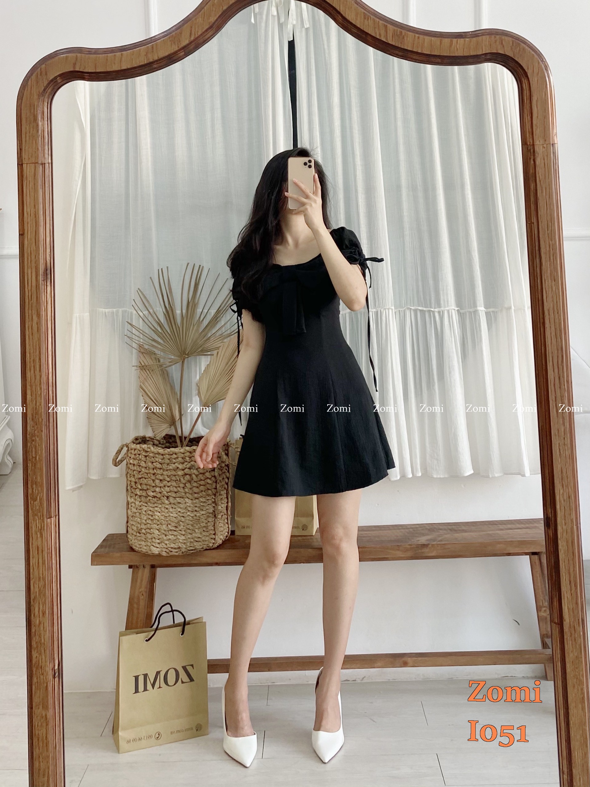 Đầm đi chơi dạo phố thời trang mùa hè cổ vuông tay phồng dễ thương năng động - I051