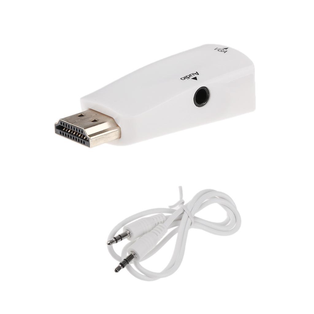 Mini 1080P HDMI to VGA Female Video Converter Adapter+USB Power Audio Cable
