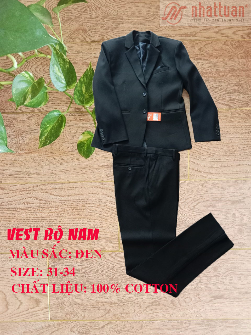 Bộ Vest nam phong cách lịch lãm 100% cotton của Nhật Tuấn (NATA), giảm giá 50