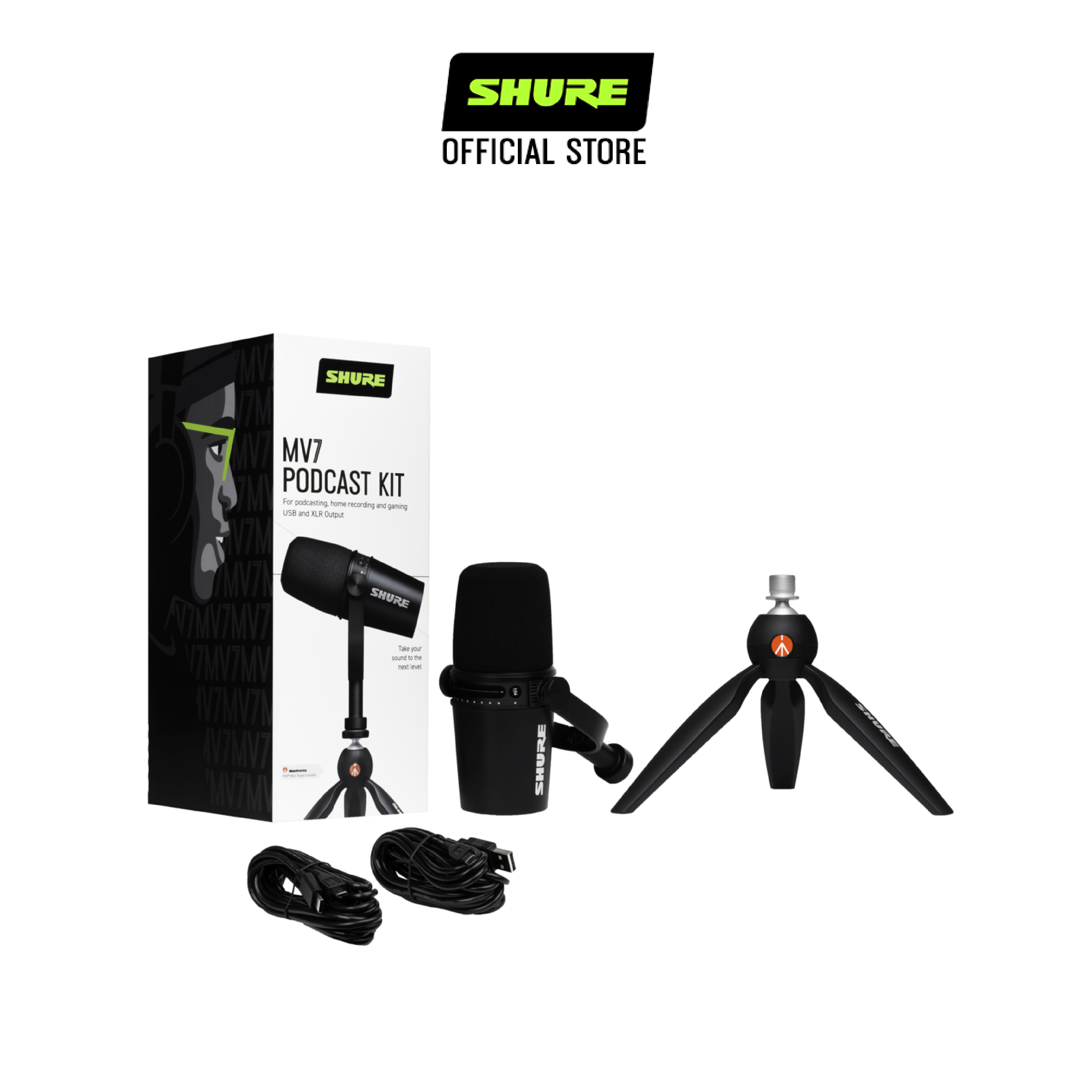 Bộ Micro Podcast Shure MV7 (có mini-tripod đi kèm) - Hàng Chính Hãng