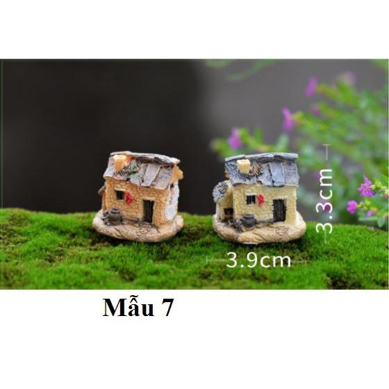 Mô hình tiểu cảnh ️ Mô hình ngôi nhà gạch nông thôn trang trí tiểu cảnh, sen đá, sân vườn, terrarium