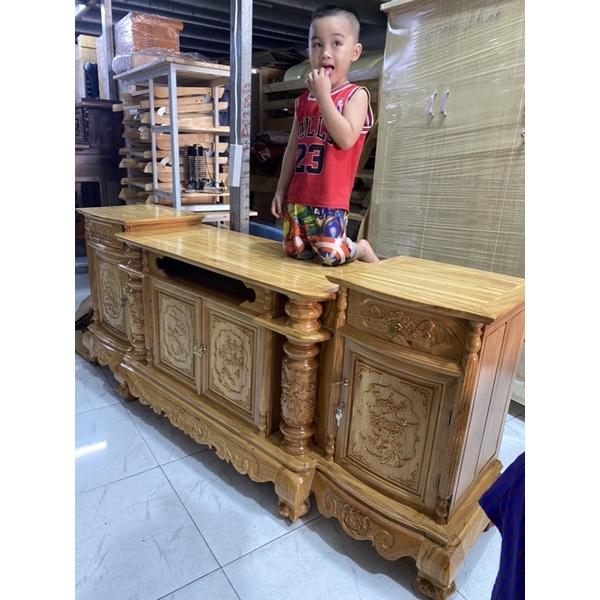 Kệ tivi gỗ gõ đỏ 2m2