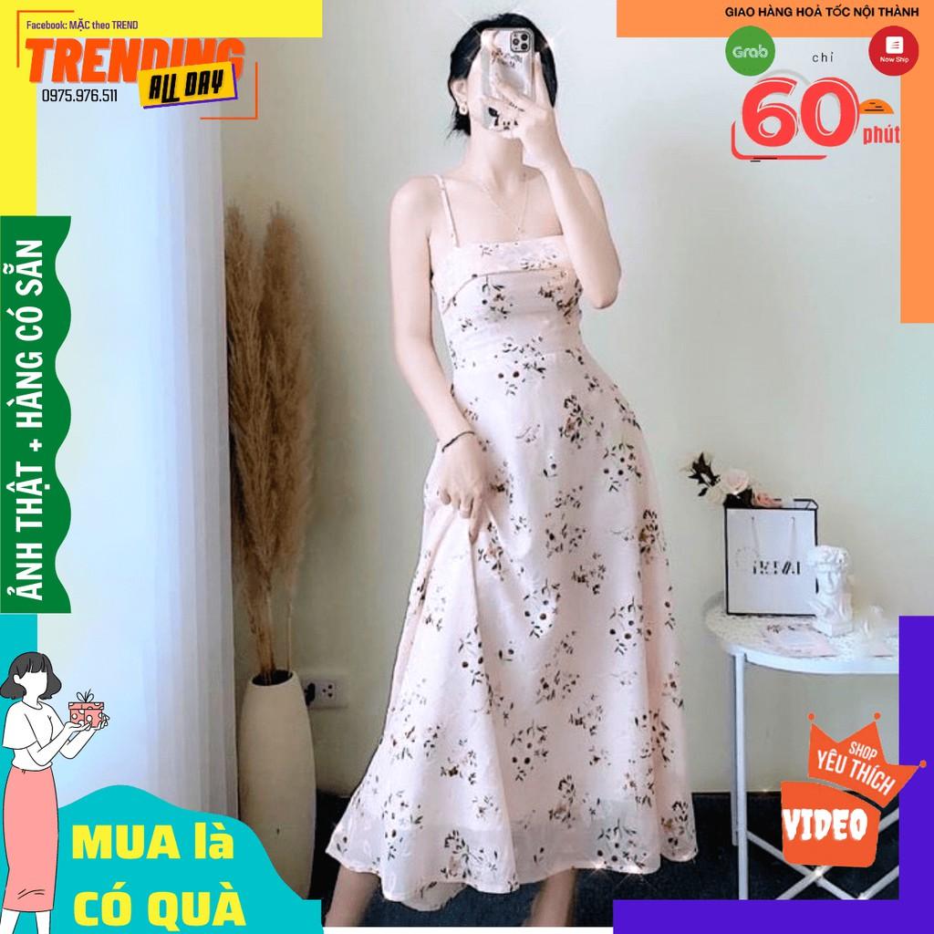 Đầm Hoa 2 Dây, Đầm voan 2 dây, Váy hai dây hoa có lót mặc chỉ có xinh đẹp thôi ạ