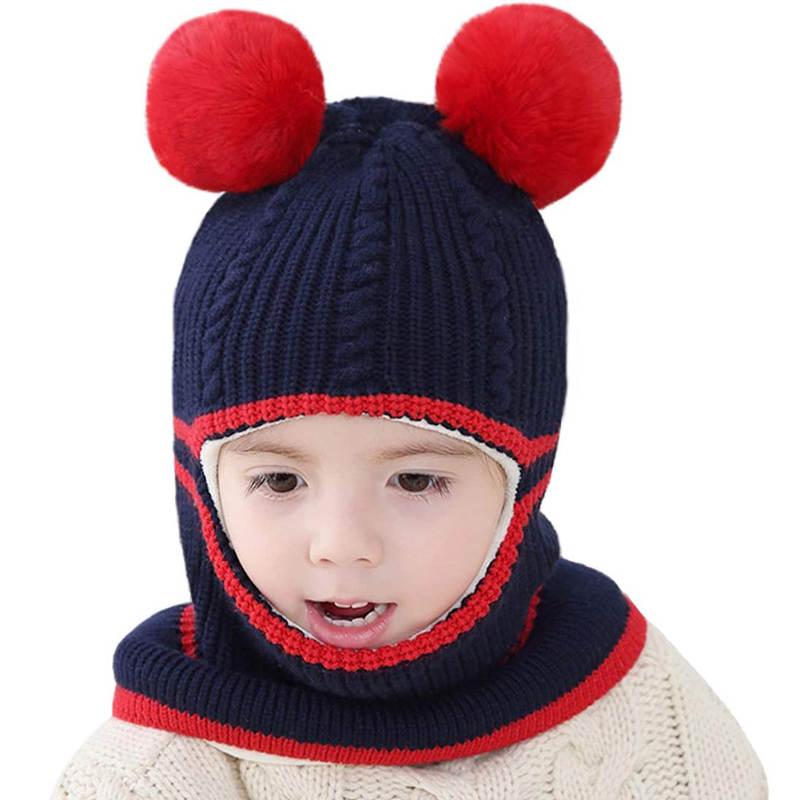 Warmom Trẻ Em Mùa Đông Nón Cho Bé Đan Nón Cho Bé Gái Bé Trai Mùa Đông Nón Dày Khăn Earflap Hood Khăn Choàng Đầu Lâu Mũ Lưỡi Trai trẻ Em 1-4Y