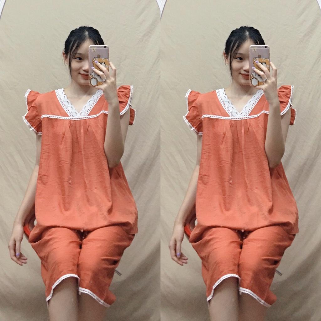 Bộ đồ bầu thời trang mặc nhà mùa hè chất đũi mát