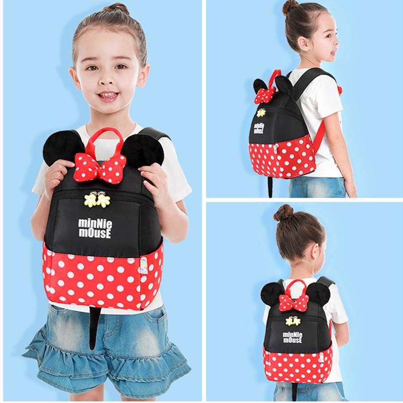 Disney Mickey Minnie Bé Ba Lô Trẻ Em Học Bé Trai và Bé Gái Ngoài Trời Túi Xách Chống Mất Đi Bộ Dây Đeo Tay Quà Tặng Sinh Nhật