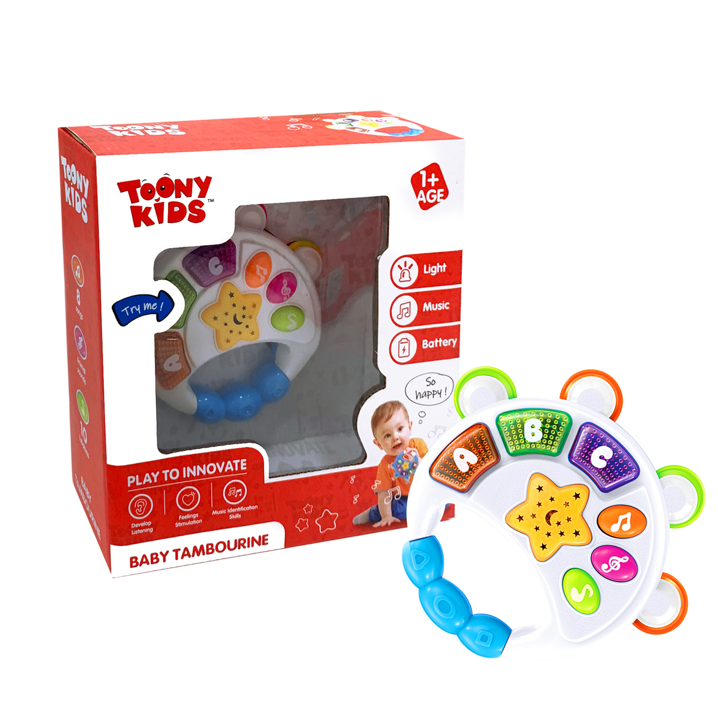 Đồ Chơi Tay Cầm Âm Nhạc 1 TOONYKIDS - Đồ Chơi Thông Minh Cho Bé - Baby Tambourine TN152