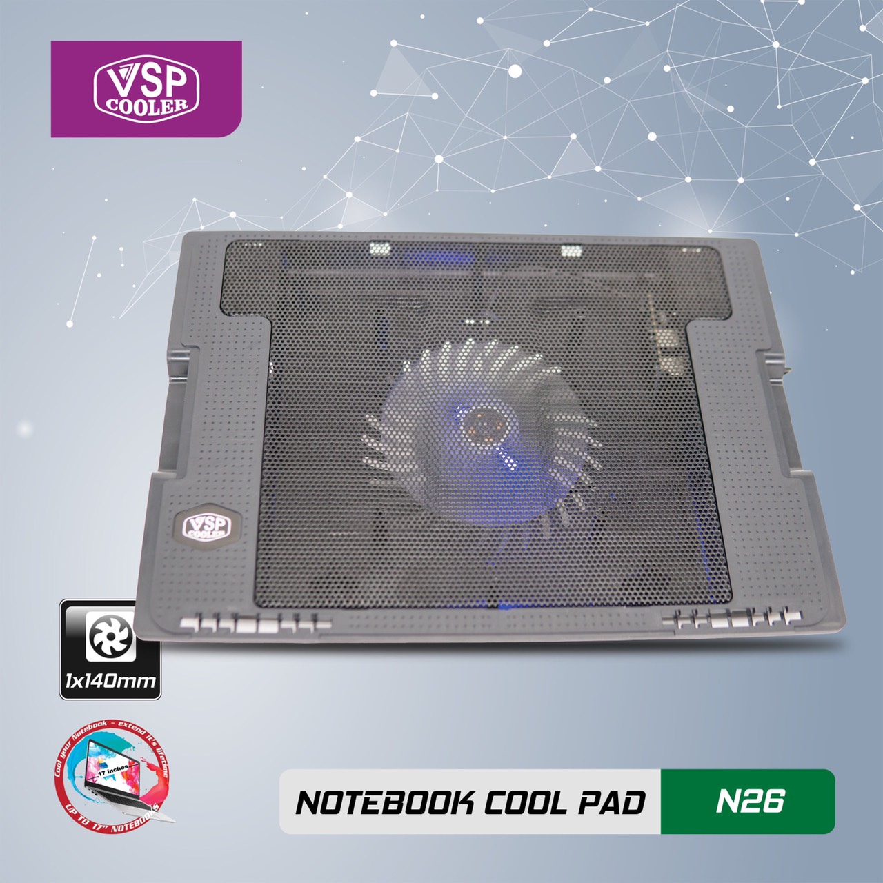ĐẾ TẢN NHIỆT VSP Cooler N26 (1*Fan 14cm) - giao ngẫu nhiên - hàng nhập khẩu