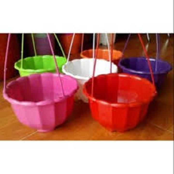 10 chậu nhựa treo - 10 chậu trồng hoa có móc treo hình bí ngô - Size 22 x16 cm