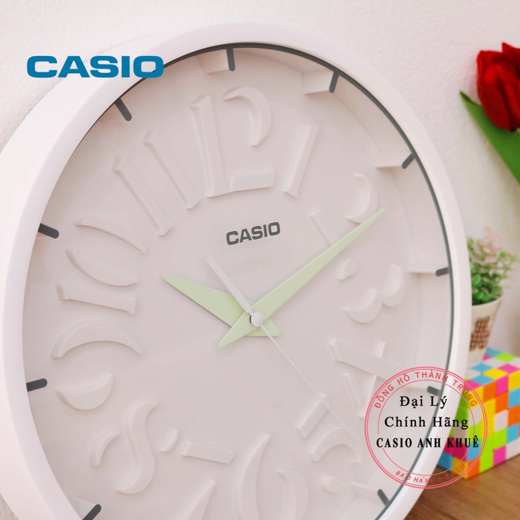 Đồng Hồ Treo Tường Casio IQ-64-3DF Màu Trắng ( Đường Kính 30.5 cm)