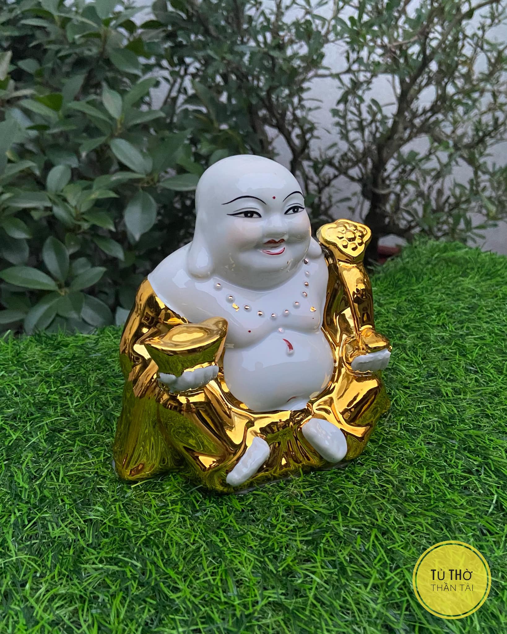 Tượng Phật Di Lạc Gốm Sứ - Kim Sa Dát Vàng