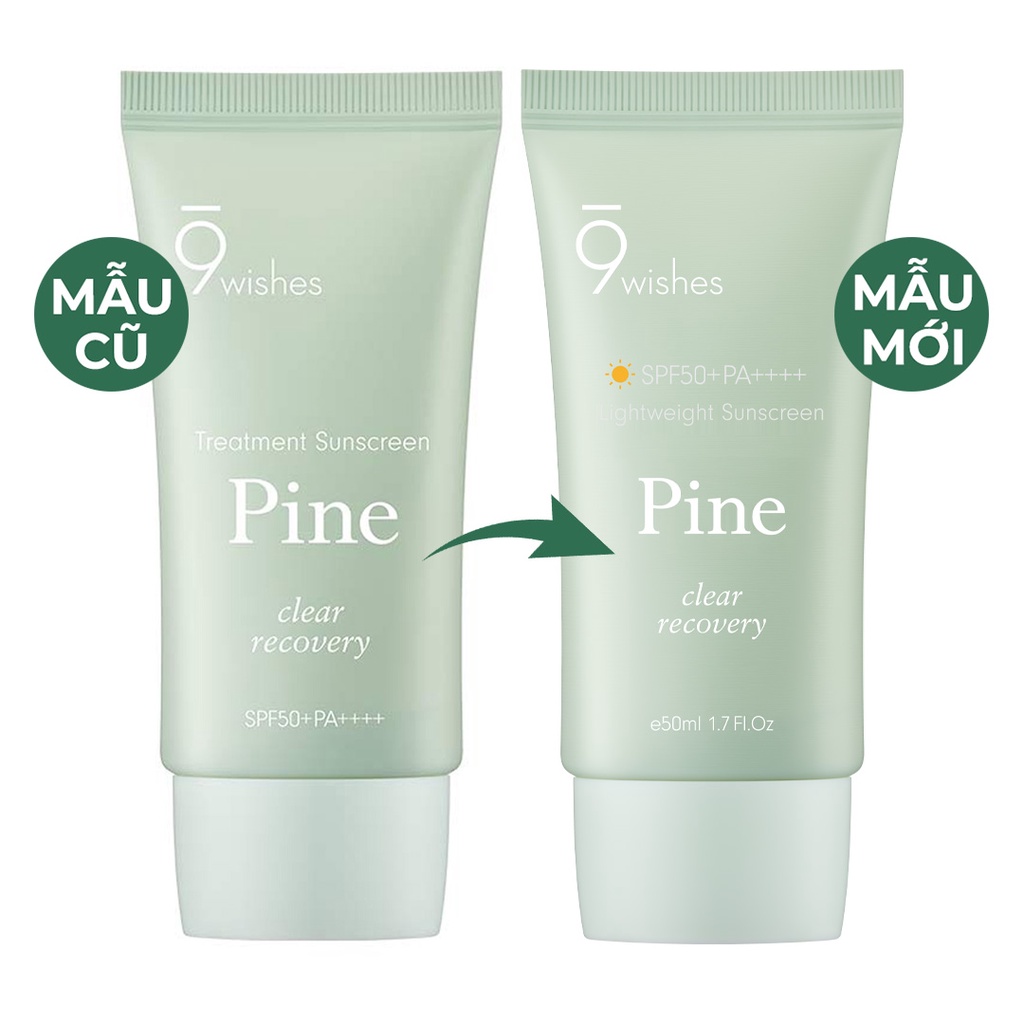 Kem Chống Nắng Mỏng Nhẹ, Kiềm Dầu 9 Wishes Pine Lightweight Suncreen SPF50+ PA++++ 50ml