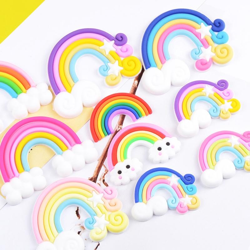 Bộ 10 Phụ Kiện Trang Trí Ốp Điện Thoại Bằng Silicon Hình Cầu Vồng Dễ Thương DIY