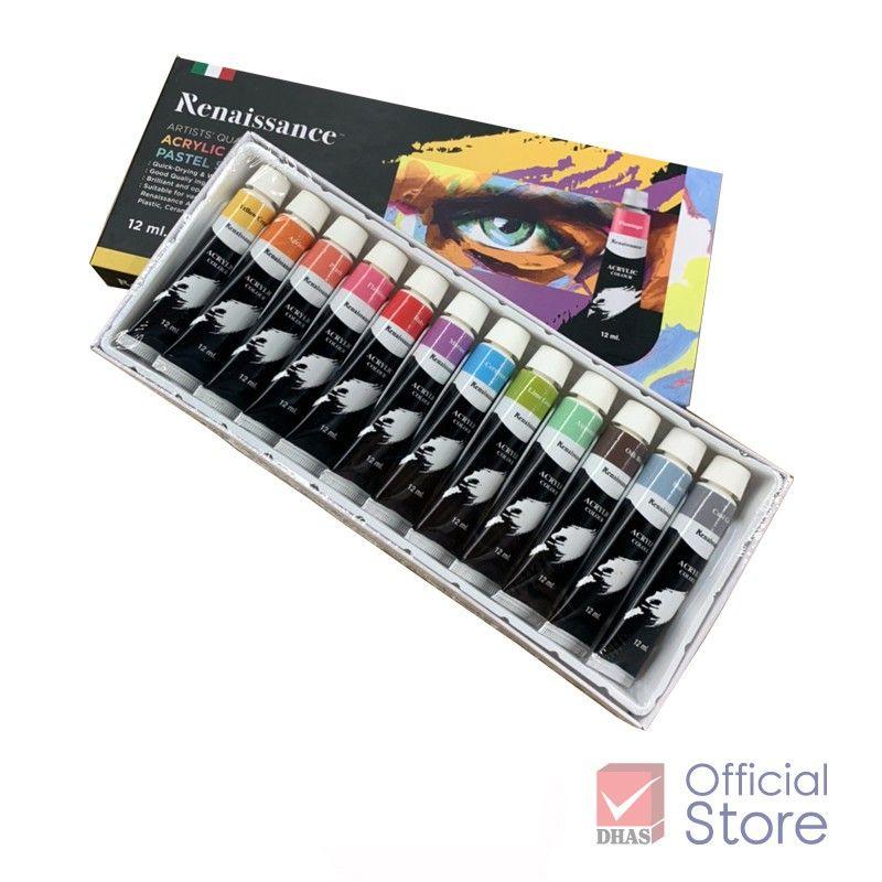 Bộ màu vẽ Acrylic 12 màu PASTEL 12X12 ML cao cấp