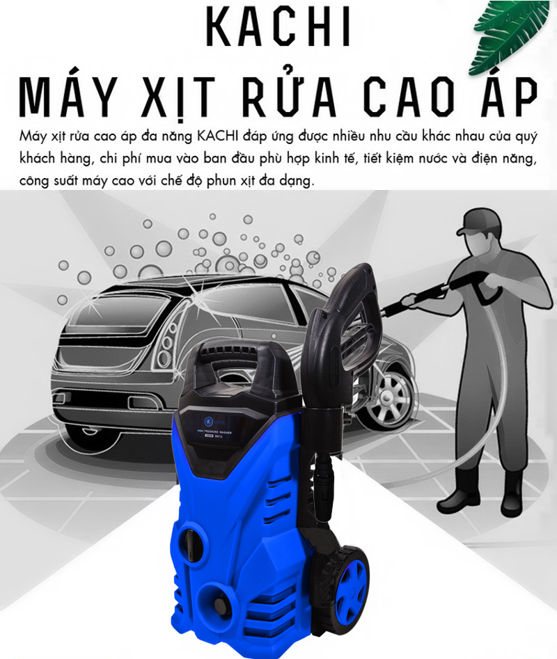 Combo Máy xịt rửa xe cao áp Kachi MK73 súng ngắn + Bộ dụng cụ 12 món