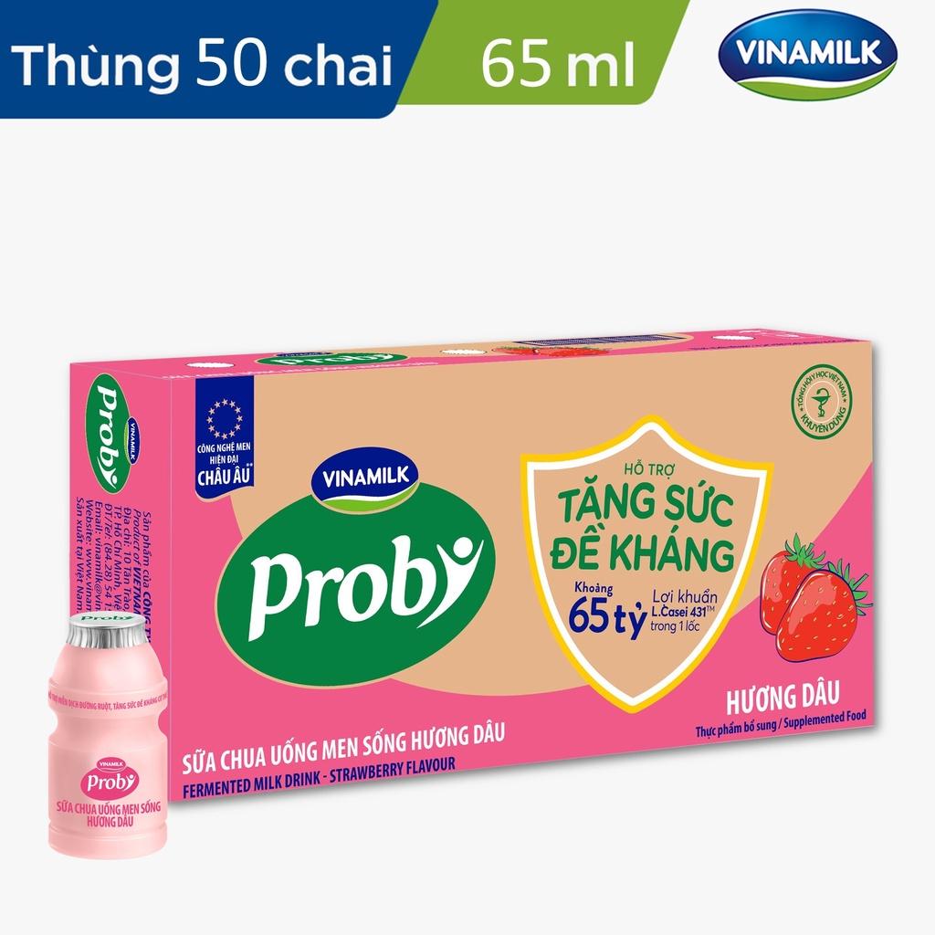 2 Thùng Sữa chua uống Probi Hương Dâu chai 65ml - 50 chai/Thùng Yogurt