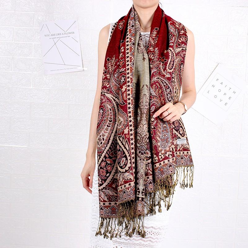 KHĂN CHOÀNG CỔ PASHMINA THỔ CẦM HOA HỒNG 06