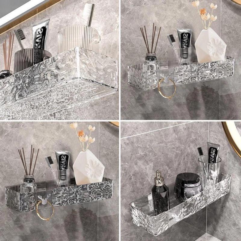 Kệ nhựa trong ABS dán tường hoạ tiết vân sần cao cấp | Giá để đồ nhà bếp, nhà tắm đa năng mẫu mới 2310