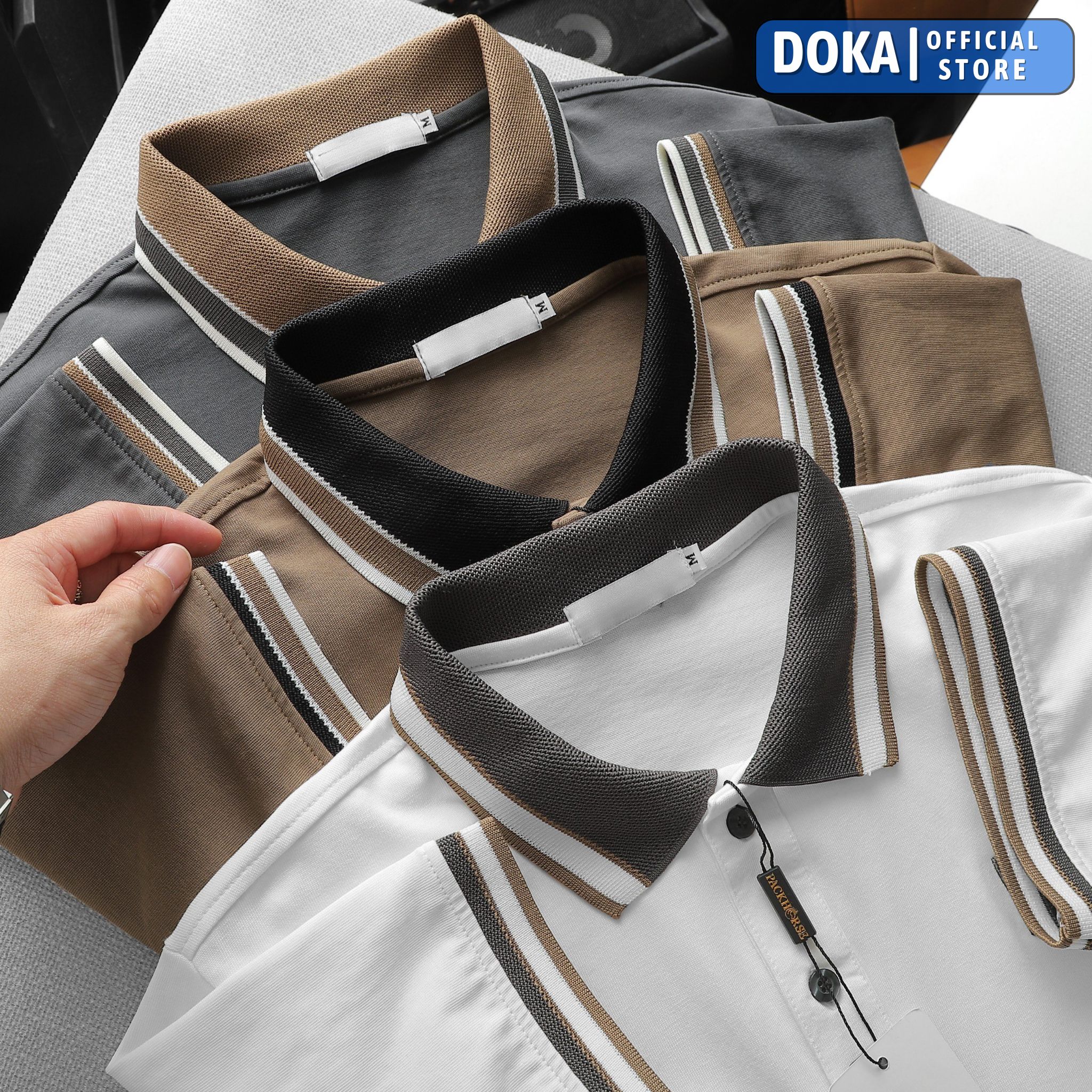Áo polo nam ngắn tay có cổ DokaFashion regular fit chuẩn hàng xuất, áo phông thun polo nam tay ngắn thêu nổi logo Chữ KK – EZ225