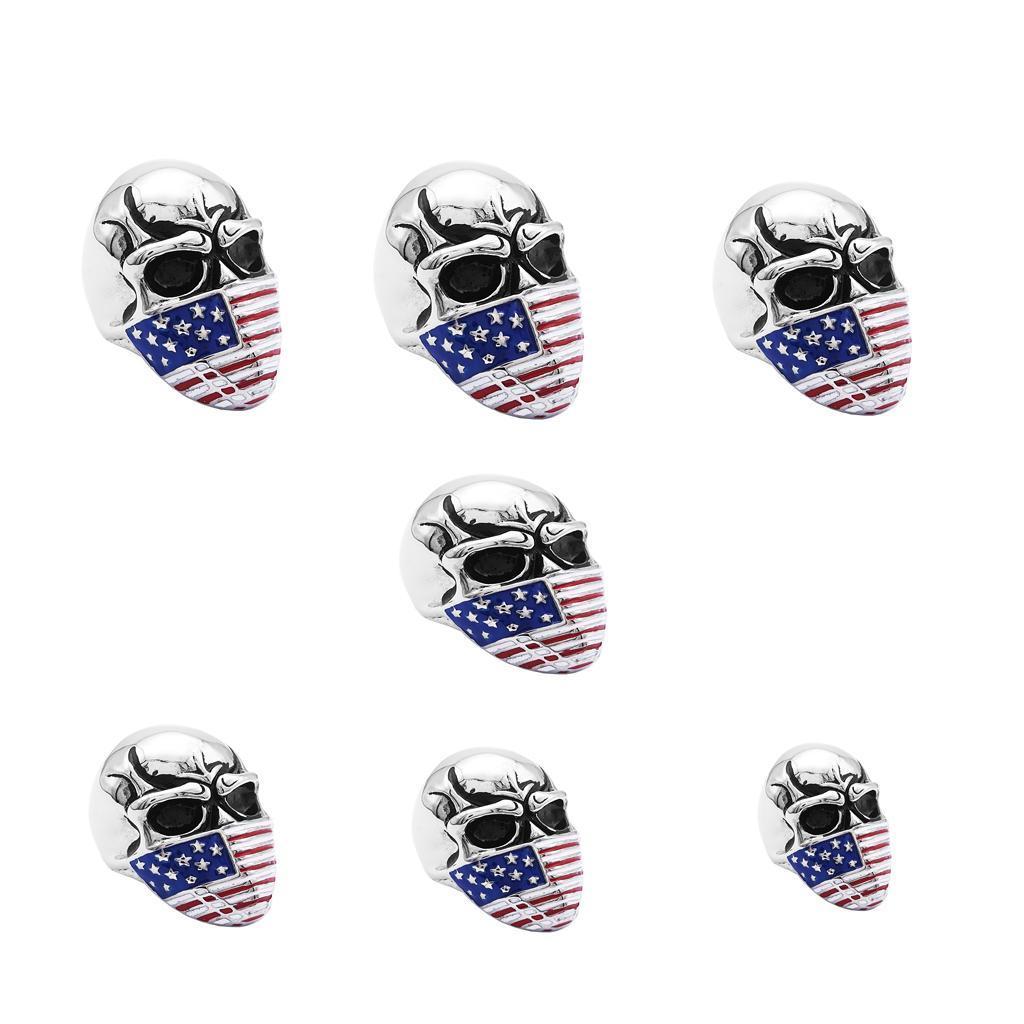 Punk Rock Personality Evil Skull Head Ring with Star American Flag Mask