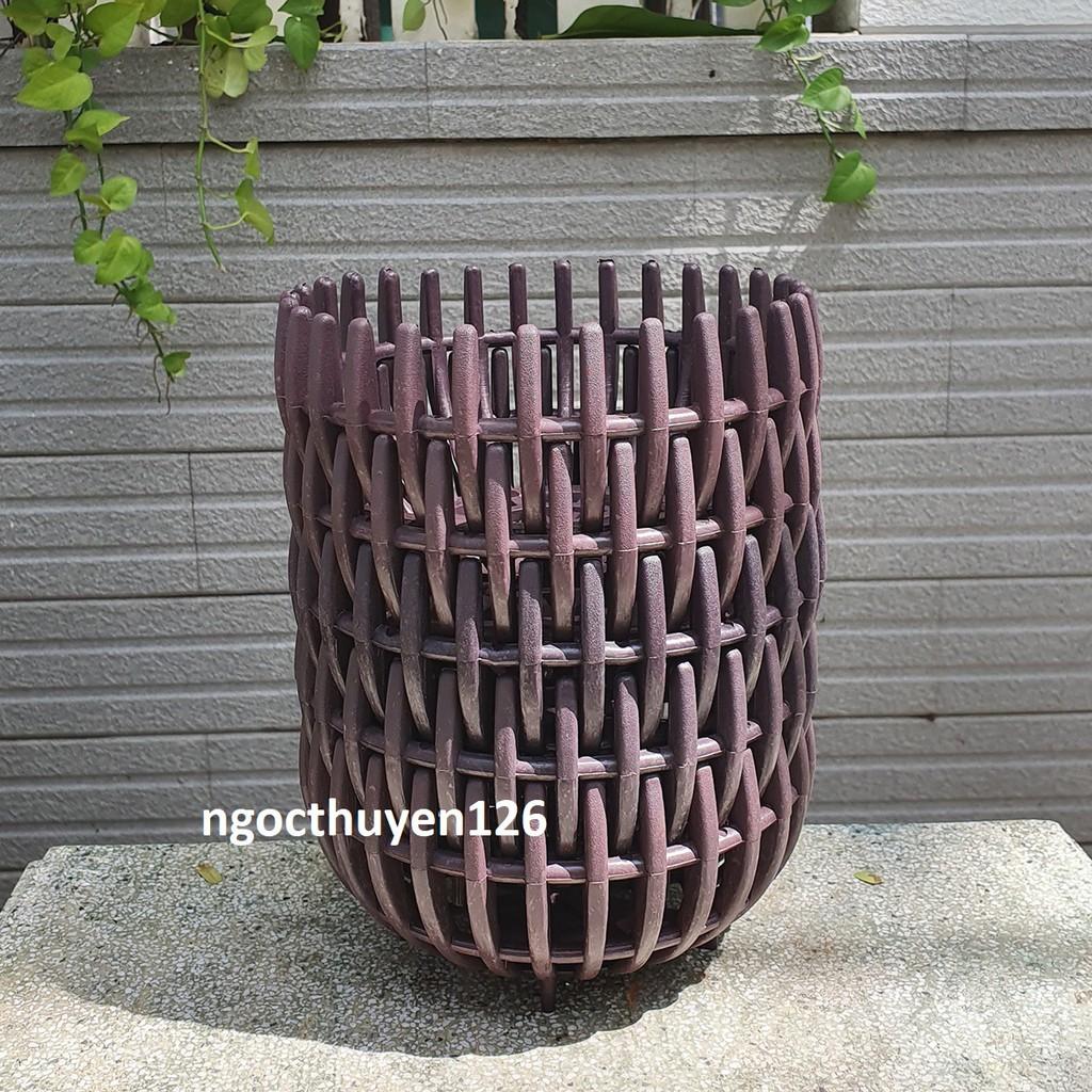 Bộ 5 chậu trồng lan bầu nhựa dày giả gỗ màu nâu 21x11cm Tại HCM