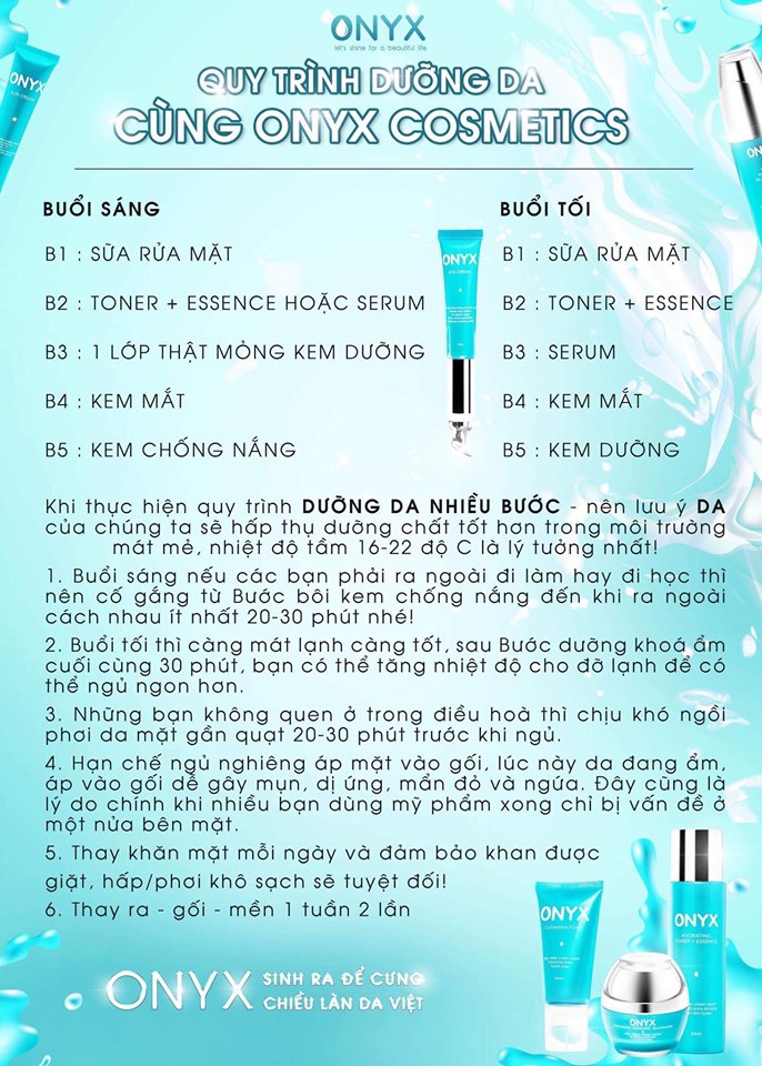 Trọn Bộ 6 Món Dưỡng Da ONYX Mini, Sữa Rửa Mặt, Nước Hoa Hồng, Serum, Kem Dưỡng, Kem Chống Nắng, Kem Dưỡng Da Mắt, Dưỡng Ẩm Làm Sáng, Ngăn Ngừa Lão Hóa Và Bảo Vệ Da 46ml