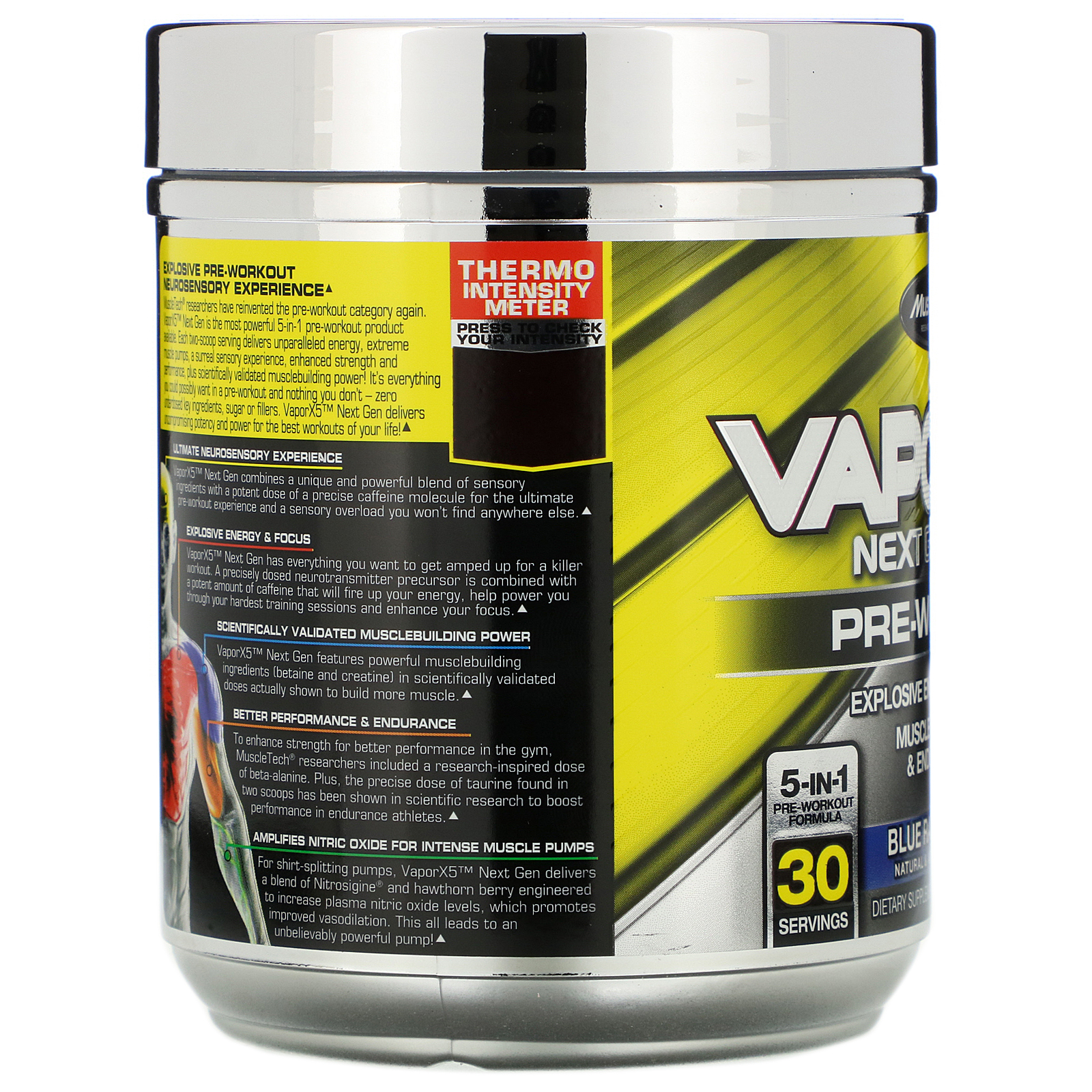 Thực phẩm bổ sung Pre-Workout Vapor X5 của MuscleTech -  Hỗ trợ tăng sức mạnh, sức bền, tăng sự tập trung tỉnh táo cho người tập luyện thể hình và thể thao – có 2 mùi để chọn lựa -Thương hiệu MuslceTech USA - 30 lần dùng