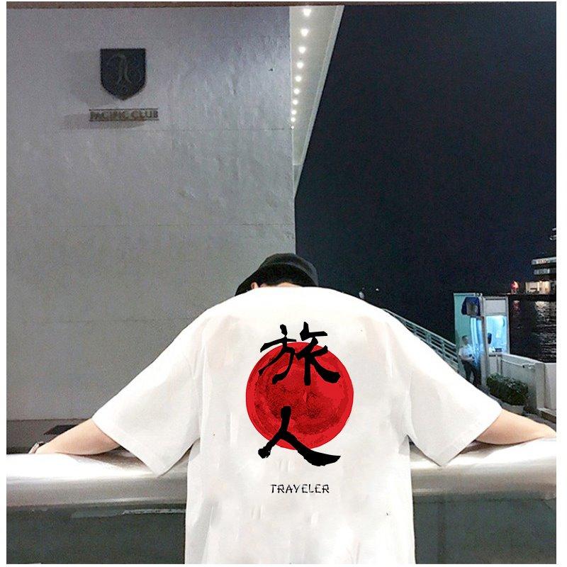 Áo phông nam nữ tay lỡ chữ kiểu trayeler vải dày mịn 2021T3170