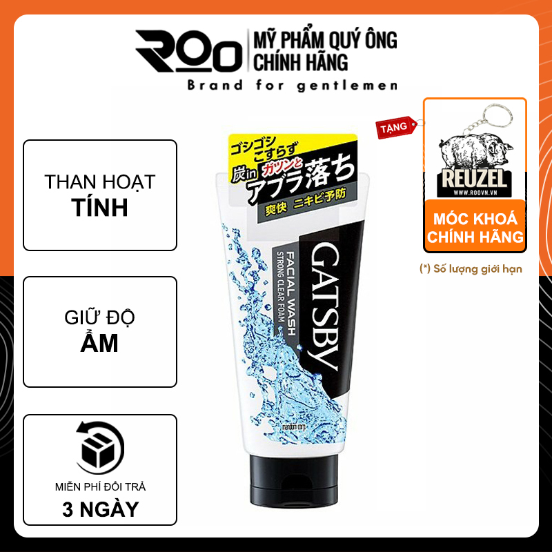 Sữa Rữa Mặt Nam Tẩy Da Chết Gatsby Facial Wash - Tặng Móc Khoá Chính Hãng - Màu Đen Da Dầu