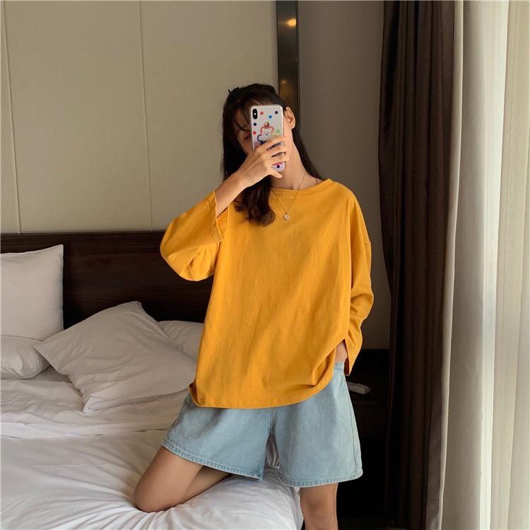 Áo thun tay dài trơn - Unisex nam nữ đều mặc được