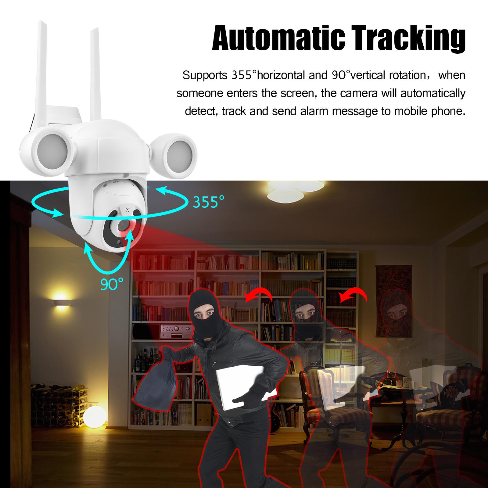 2K Smart Life Wireless Monitor Camera Outdoor WiFi Camera 3.0MP Waterproof Night Vision Auto-tracking with Floodlights