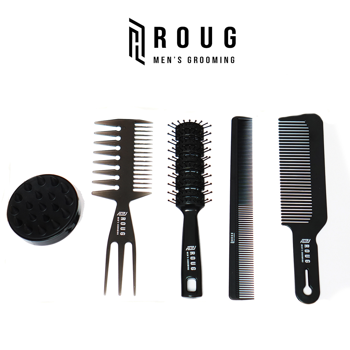 SET Lược tạo kiểu tóc Roug Men's Grooming cao cấp - Gồm 5 lược sấy, tròn, bán nguyệt, chải, gội đầu