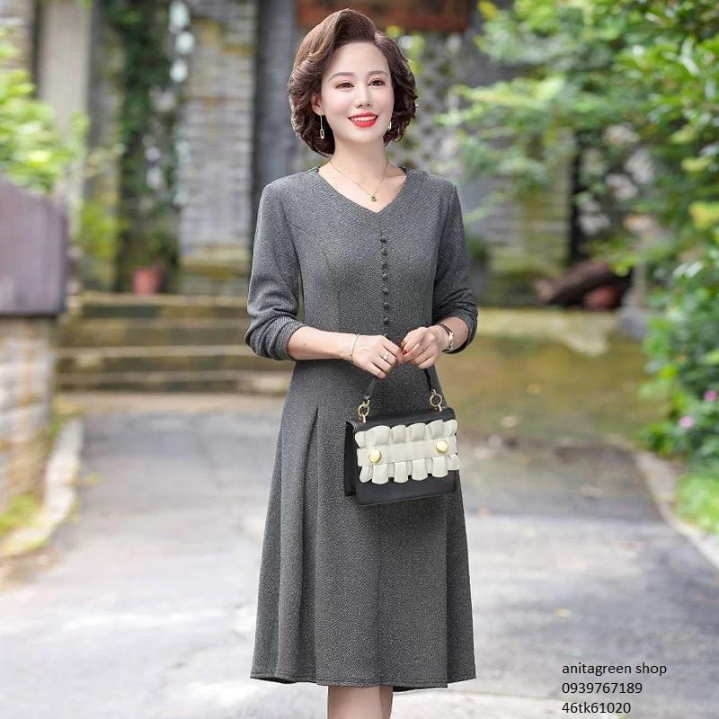Tk61020-Đầm xòe trung niên quý cô