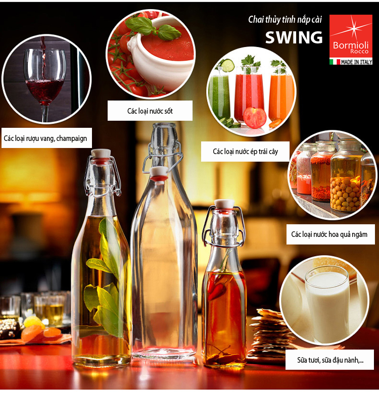 Chai Thủy Tinh Vuông Swing Bormioli Rocco - 0,5 Lít