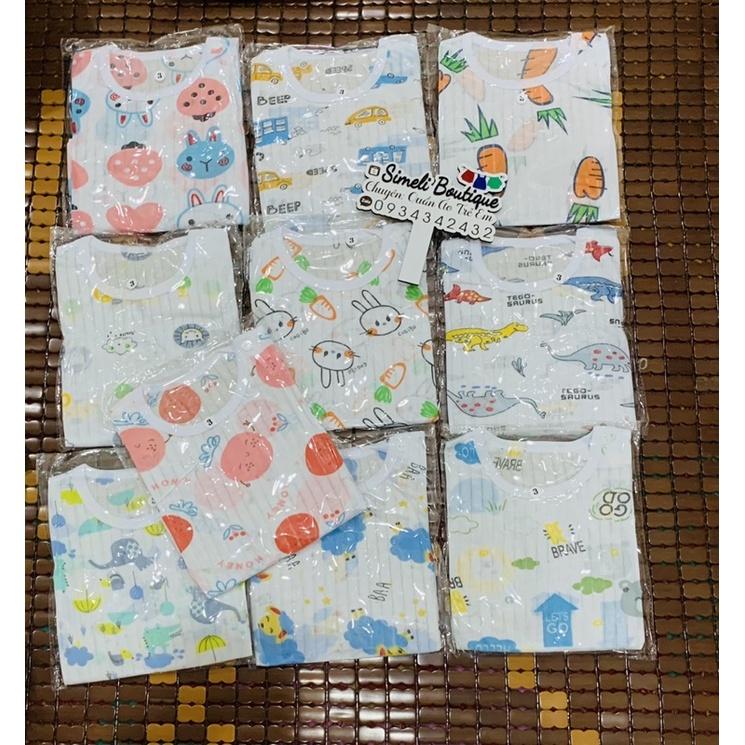 [Ảnh thật] Bộ Cotton Giấy Cộc Tay Loại 1 Cho Bé Trai Bé Gái Từ 6-13kg (QATE025