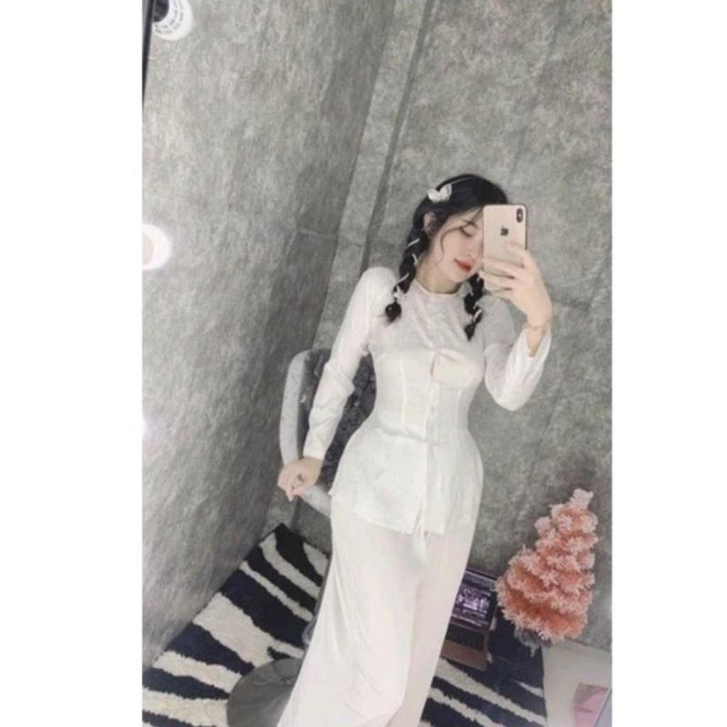 Bà Ba Gấm Cả Bộ - Quần Đen Phi Lụa - Áo Lụa Gấm Hoa Văn, Tay Dài Nút ngọċ Trai - Hồng Dâu( quần đen)