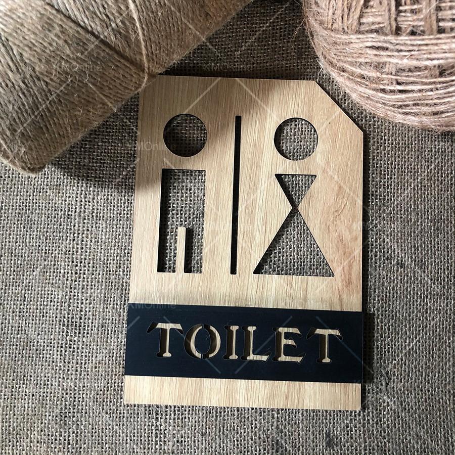 Bảng gỗ toilet trang trí decor cửa nhà vệ sinh chỉ dẫn cho khách hàng