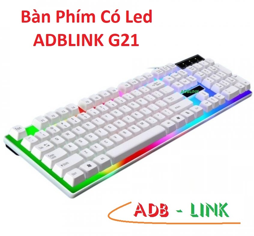 Bàn Phím Có Dây Đèn Led G21 ADBLink Màu Trắng ( Chưa Bao Gồm Chuột )