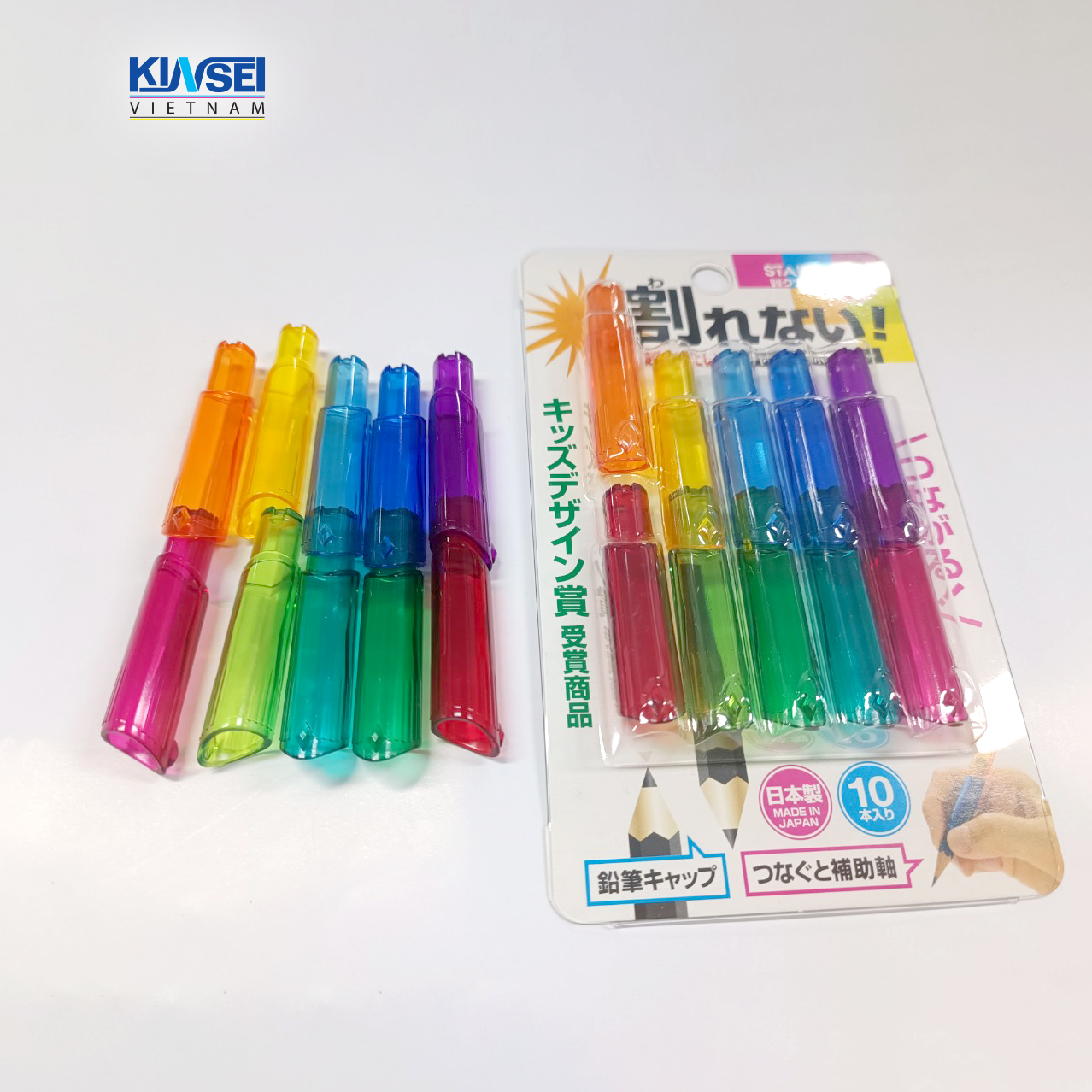 Set 10 cái Nắp bảo vệ bút chì chống gãy và kéo dài dễ cầm, nhiều màu sắc