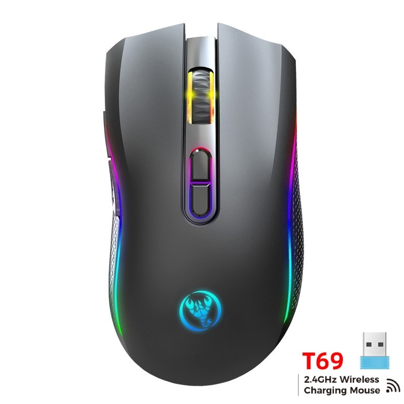 Chuột Không Dây Pin sạc T69 Gaming Mouse Type C