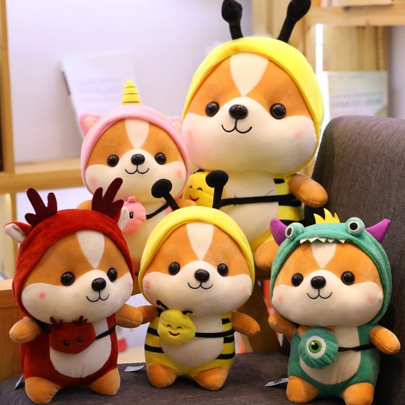 Gấu bông chú chó Shiba đeo túi đáng yêu 25cm