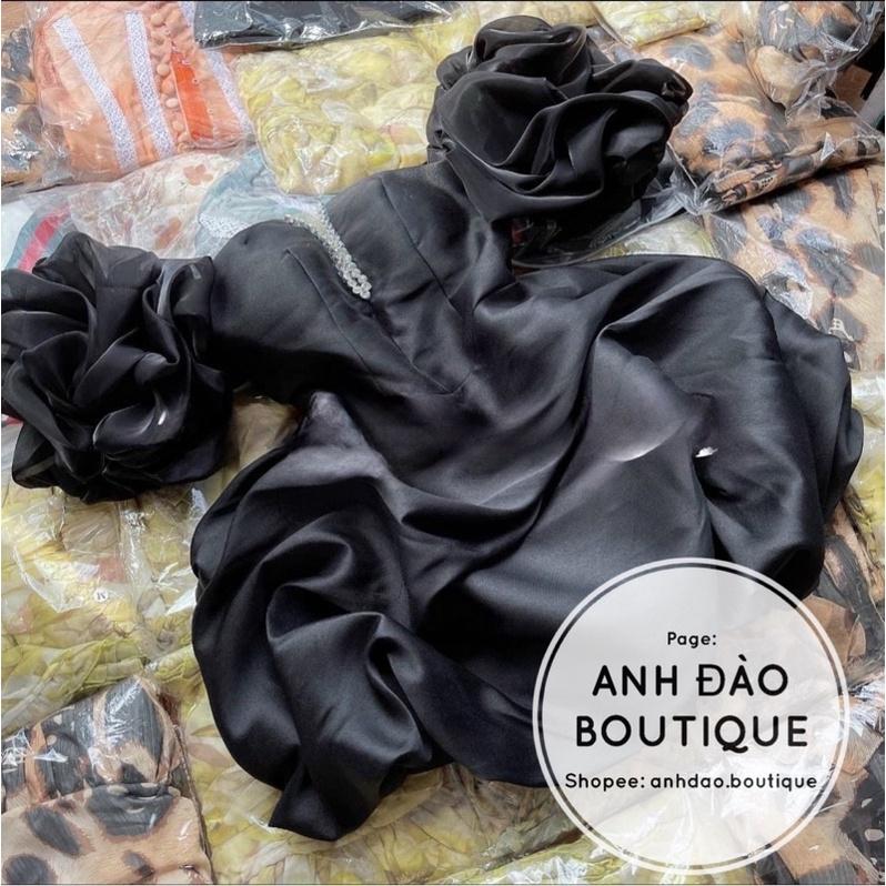 Váy nữ trễ vai xẻ lưới ngực viền đá xoè phồng dự tiệc chất tafta full màu V329 fullsize AĐ BOUTIQUE