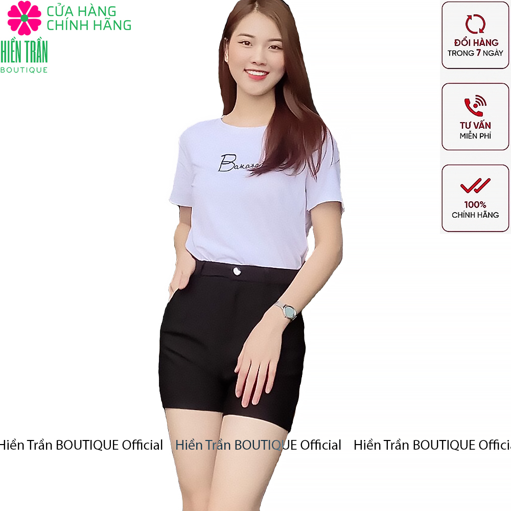 Quần short nữ Hiền Trần BOUTIQUE cạp cao chất vải Umi Hàn cao cấp co giãn tốt tôn dáng