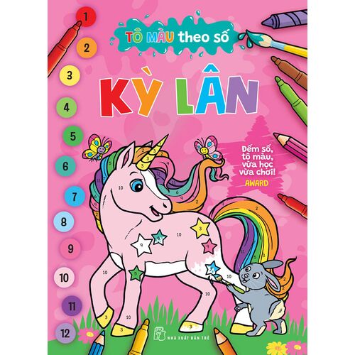 Tô màu theo số - Combo 4 cuốn: Muông thú, Khủng long, Tiên cá, Kỳ lân